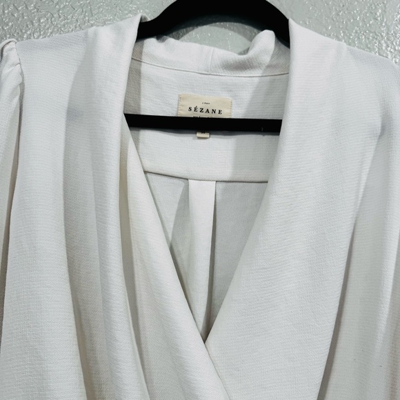 Sézane Abelia Cream Wrap Blouse Size 36 - Picture 7 of 13